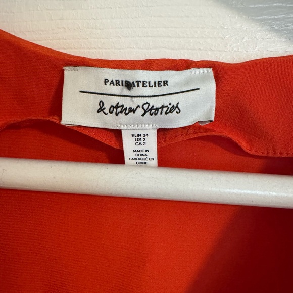 Paris Atelier & Other Stories Orange Midi V Neck Dress - Picture 10 of 12